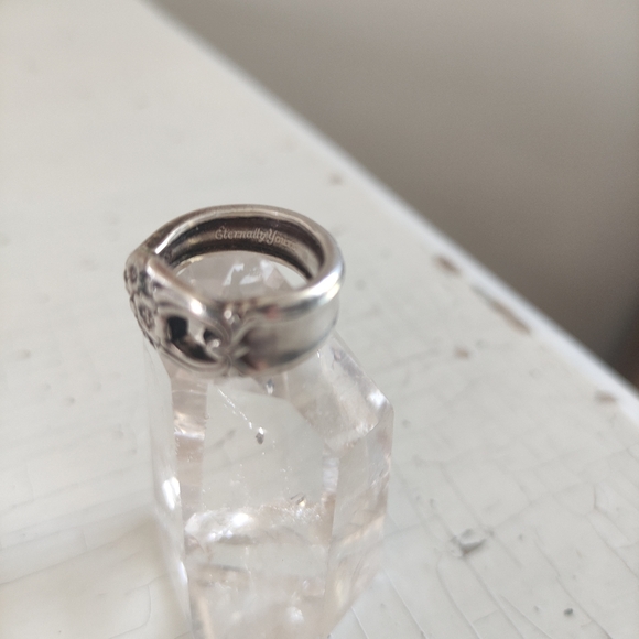 Silverware Ring, Inscribed "Eternally Yours" Size 5 - Picture 10 of 10